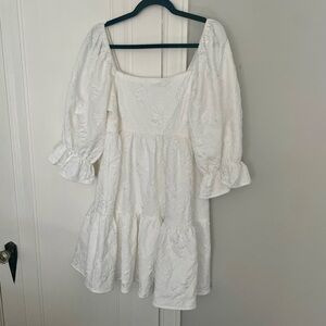 White Puff Sleeve Dress size Large